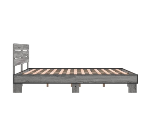 vidaXL Estructura cama madera ingeniería metal gris Sonoma 150x200 cm