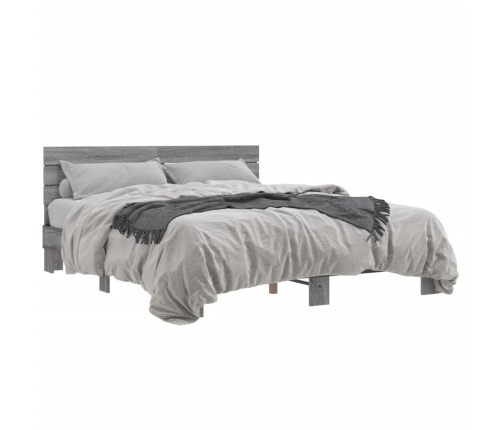 vidaXL Estructura cama madera ingeniería metal gris Sonoma 150x200 cm