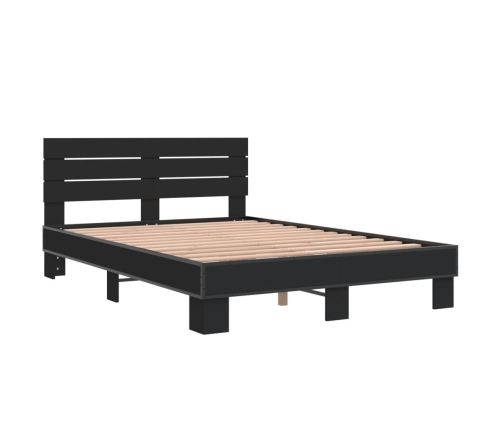 Estructura de cama madera de ingeniería y metal negro 140x200cm