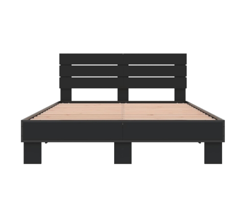 Estructura de cama madera de ingeniería y metal negro 140x200cm