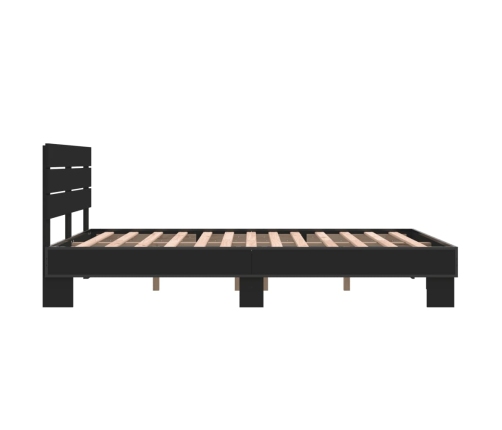 Estructura de cama madera de ingeniería y metal negro 140x200cm