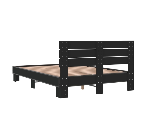 Estructura de cama madera de ingeniería y metal negro 140x200cm
