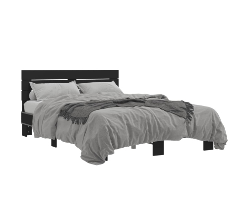 Estructura de cama madera de ingeniería y metal negro 140x200cm