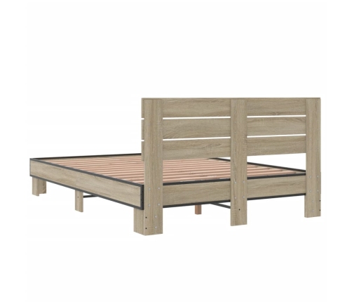 Estructura cama madera ingeniería metal roble Sonoma 120x190 cm