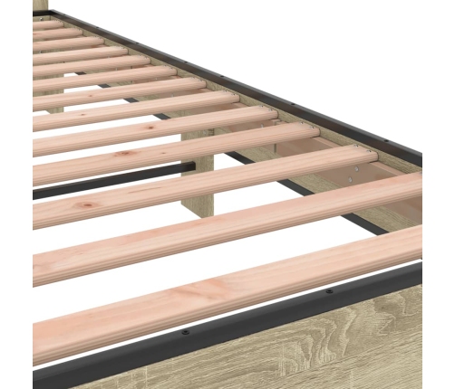 Estructura cama madera ingeniería metal roble Sonoma 120x190 cm