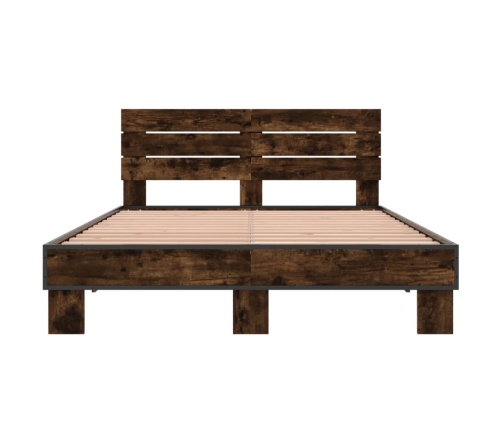 Estructura cama madera ingeniería metal roble ahumado 120x190cm