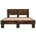 Estructura cama madera ingeniería metal roble ahumado 120x190cm