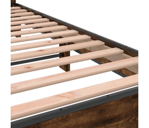 Estructura cama madera ingeniería metal roble ahumado 120x190cm