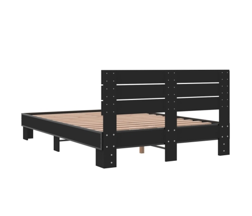 Estructura de cama madera de ingeniería y metal negro 135x190cm