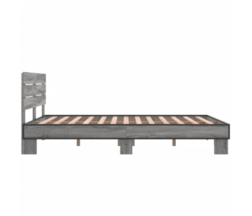 Estructura cama madera ingeniería metal gris Sonoma 135x190 cm