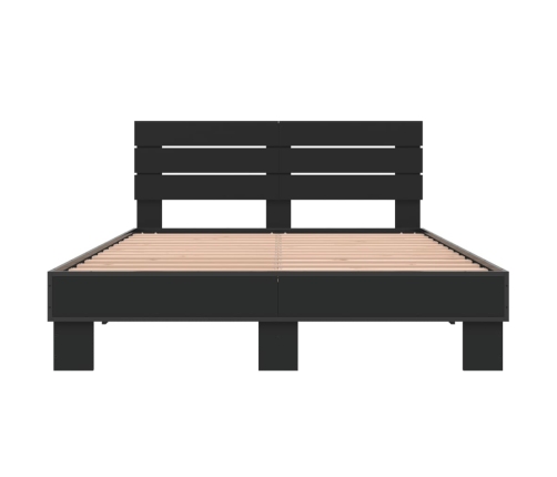 Estructura de cama madera de ingeniería y metal negro 140x190cm