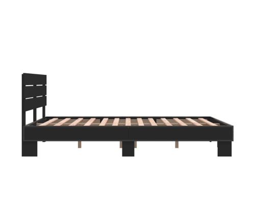 Estructura de cama madera de ingeniería y metal negro 140x190cm