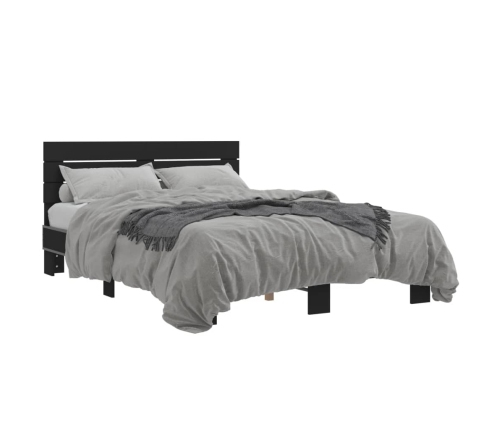 Estructura de cama madera de ingeniería y metal negro 140x190cm