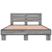Estructura cama madera ingeniería metal gris Sonoma 140x190 cm
