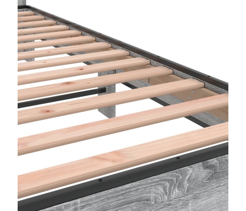 Estructura cama madera ingeniería metal gris Sonoma 140x190 cm