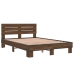 Estructura cama madera ingeniería metal marrón roble 140x190 cm