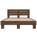 Estructura cama madera ingeniería metal marrón roble 140x190 cm