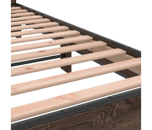 Estructura cama madera ingeniería metal marrón roble 140x190 cm