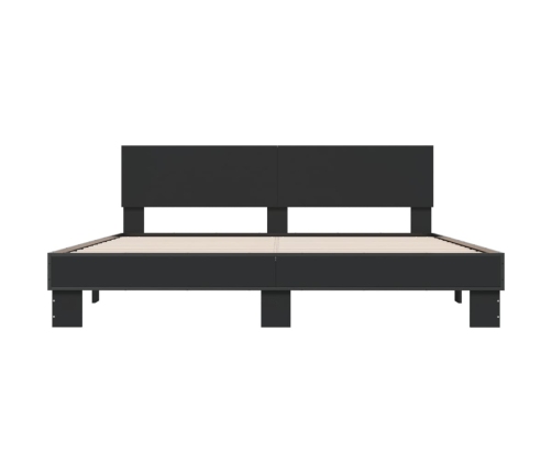 Estructura de cama madera de ingeniería y metal negro 200x200cm