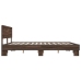 Estructura cama madera ingeniería metal marrón roble 200x200 cm