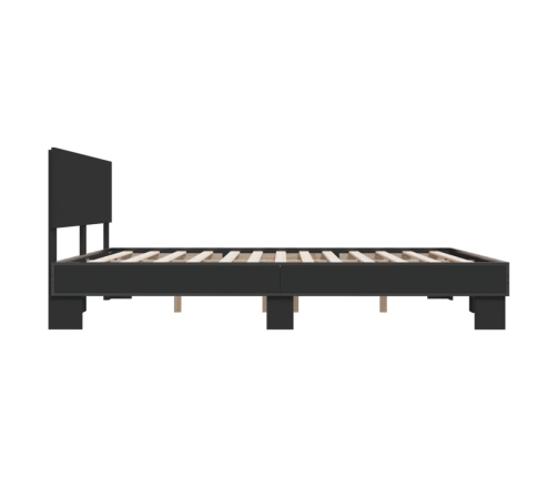 Estructura de cama madera de ingeniería y metal negro 180x200cm