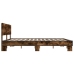 Estructura cama madera ingeniería metal roble ahumado 180x200cm