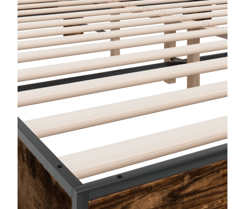 Estructura cama madera ingeniería metal roble ahumado 180x200cm