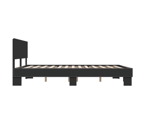 Estructura de cama madera de ingeniería y metal negro 160x200cm