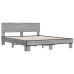 Estructura cama madera ingeniería metal gris Sonoma 160x200 cm
