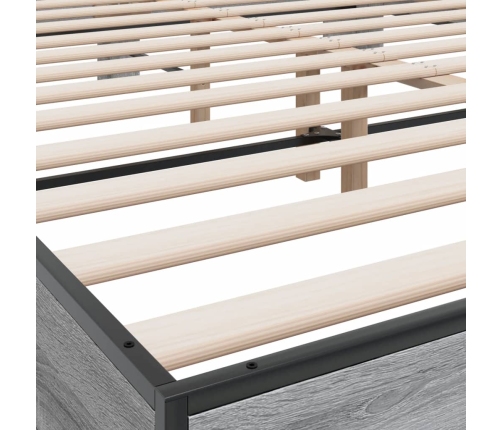 Estructura cama madera ingeniería metal gris Sonoma 160x200 cm