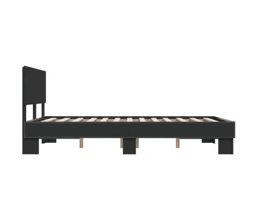 Estructura de cama madera de ingeniería y metal negro 140x200cm