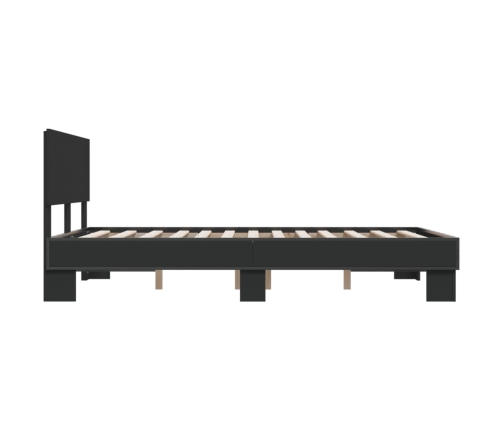 Estructura de cama madera de ingeniería y metal negro 120x200cm