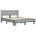 Estructura cama madera ingeniería metal gris Sonoma 120x200 cm