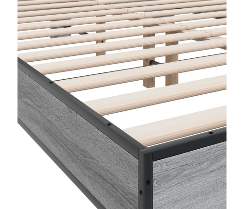 Estructura cama madera ingeniería metal gris Sonoma 120x200 cm