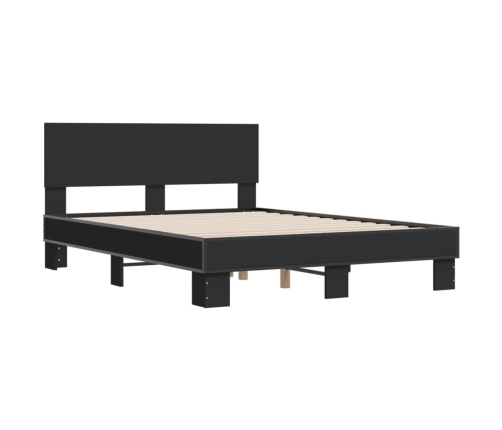 Estructura de cama madera de ingeniería y metal negro 120x190cm