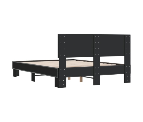 Estructura de cama madera de ingeniería y metal negro 120x190cm