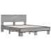 Estructura cama madera ingeniería metal gris Sonoma 120x190 cm