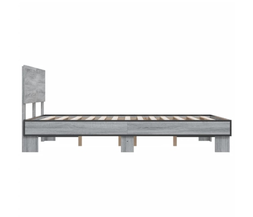 Estructura cama madera ingeniería metal gris Sonoma 120x190 cm