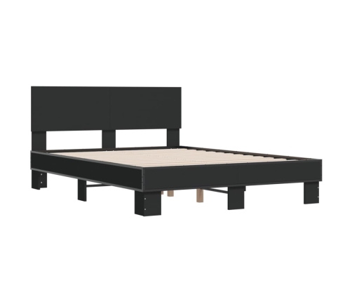 Estructura de cama madera de ingeniería y metal negro 135x190cm