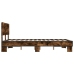 Estructura cama madera ingeniería metal roble ahumado 135x190cm