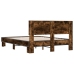 Estructura cama madera ingeniería metal roble ahumado 135x190cm