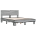 Estructura cama madera ingeniería metal gris Sonoma 135x190 cm