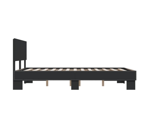 Estructura de cama madera de ingeniería y metal negro 140x190cm