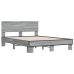 Estructura cama madera ingeniería metal gris Sonoma 140x190 cm