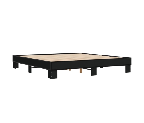 Estructura de cama madera de ingeniería y metal negro 200x200cm