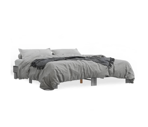 Estructura cama madera ingeniería metal gris Sonoma 200x200 cm