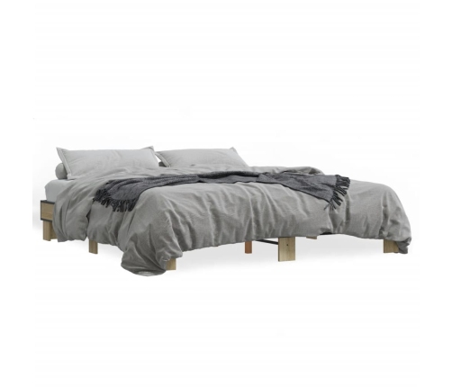 Estructura cama madera ingeniería metal roble Sonoma 180x200 cm