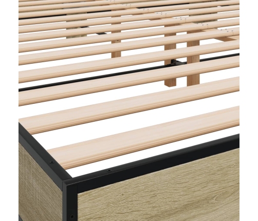 Estructura cama madera ingeniería metal roble Sonoma 160x200 cm