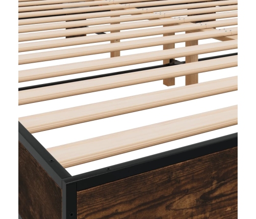 Estructura cama madera ingeniería metal roble ahumado 160x200cm