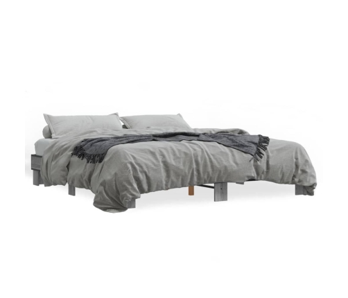 Estructura cama madera ingeniería metal gris Sonoma 160x200 cm